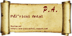 Páricsi Antal névjegykártya